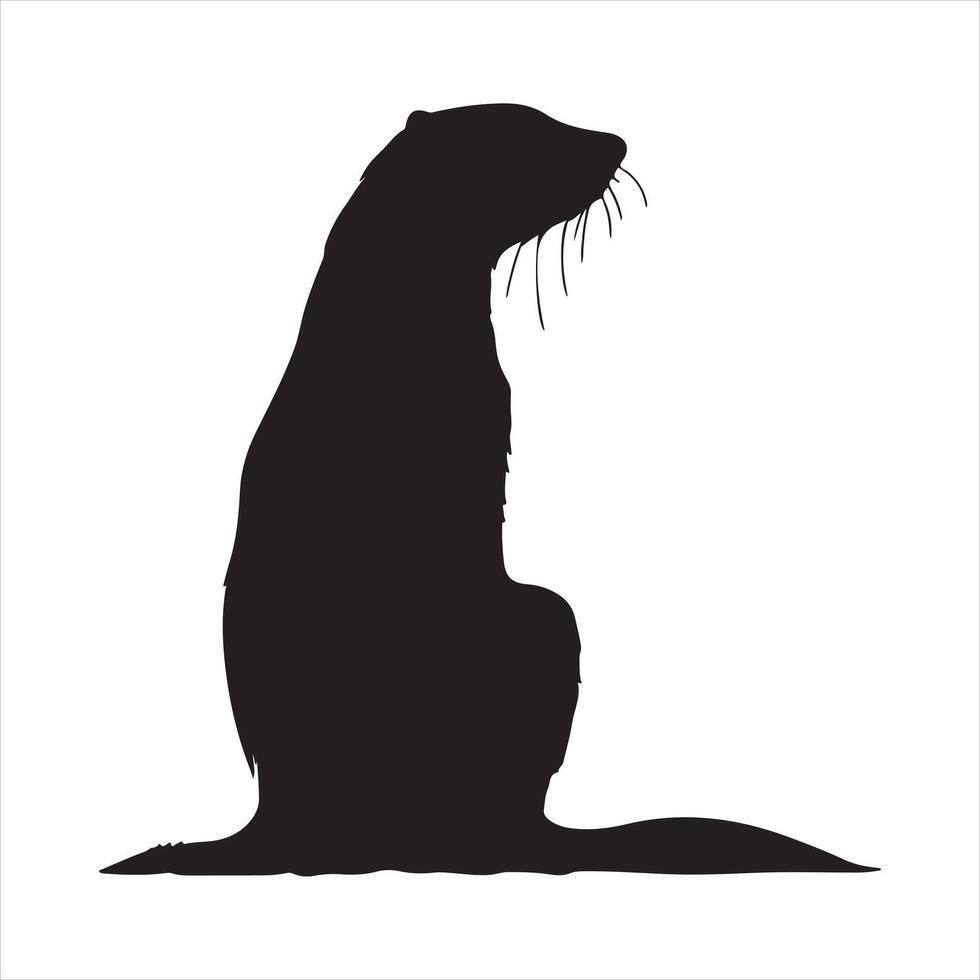 Otter silhouette white background vector