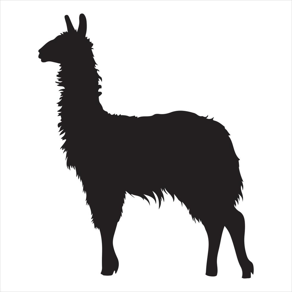 llama silhouette white background vector
