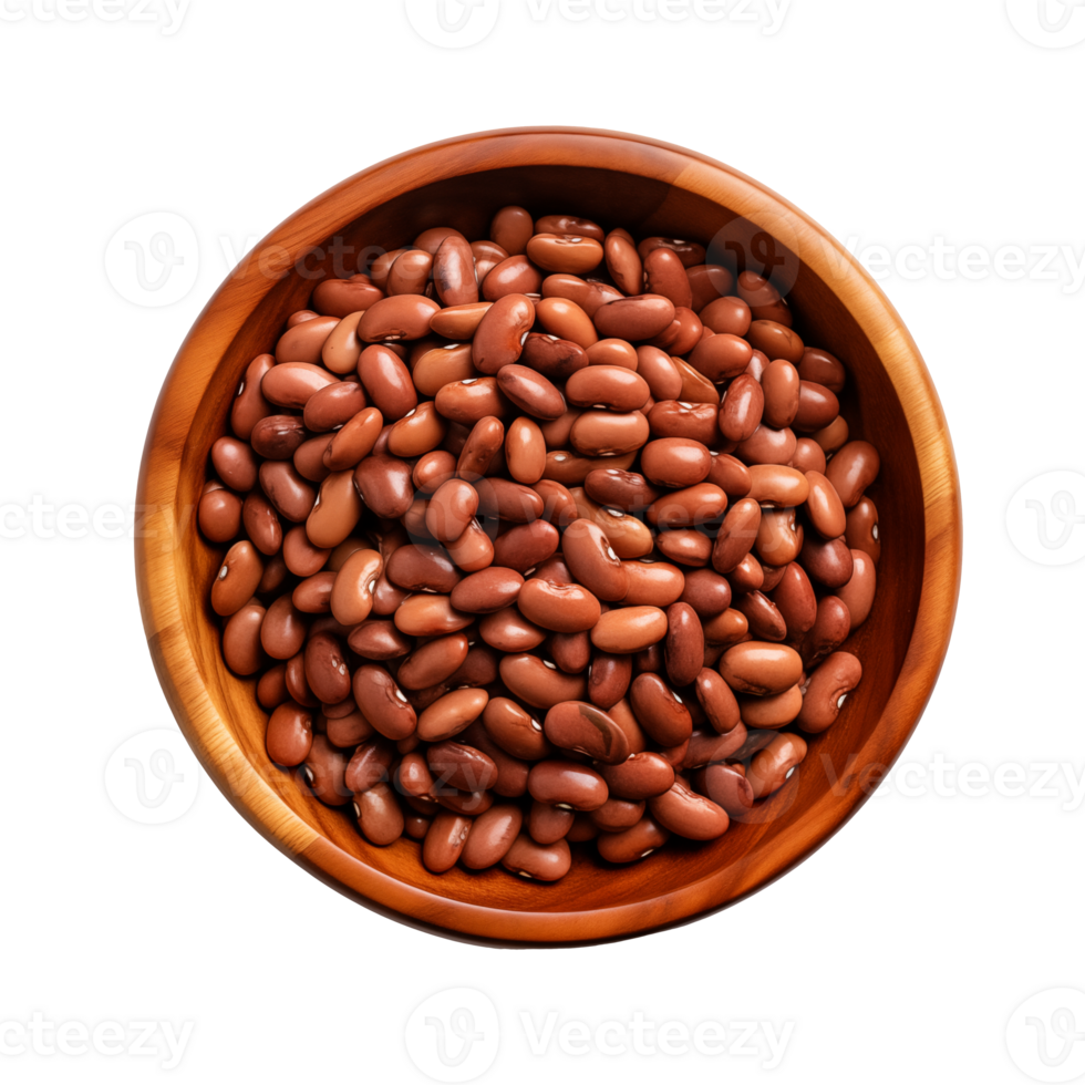adzuky beans placed on a wooden bowl with Transparent Background png