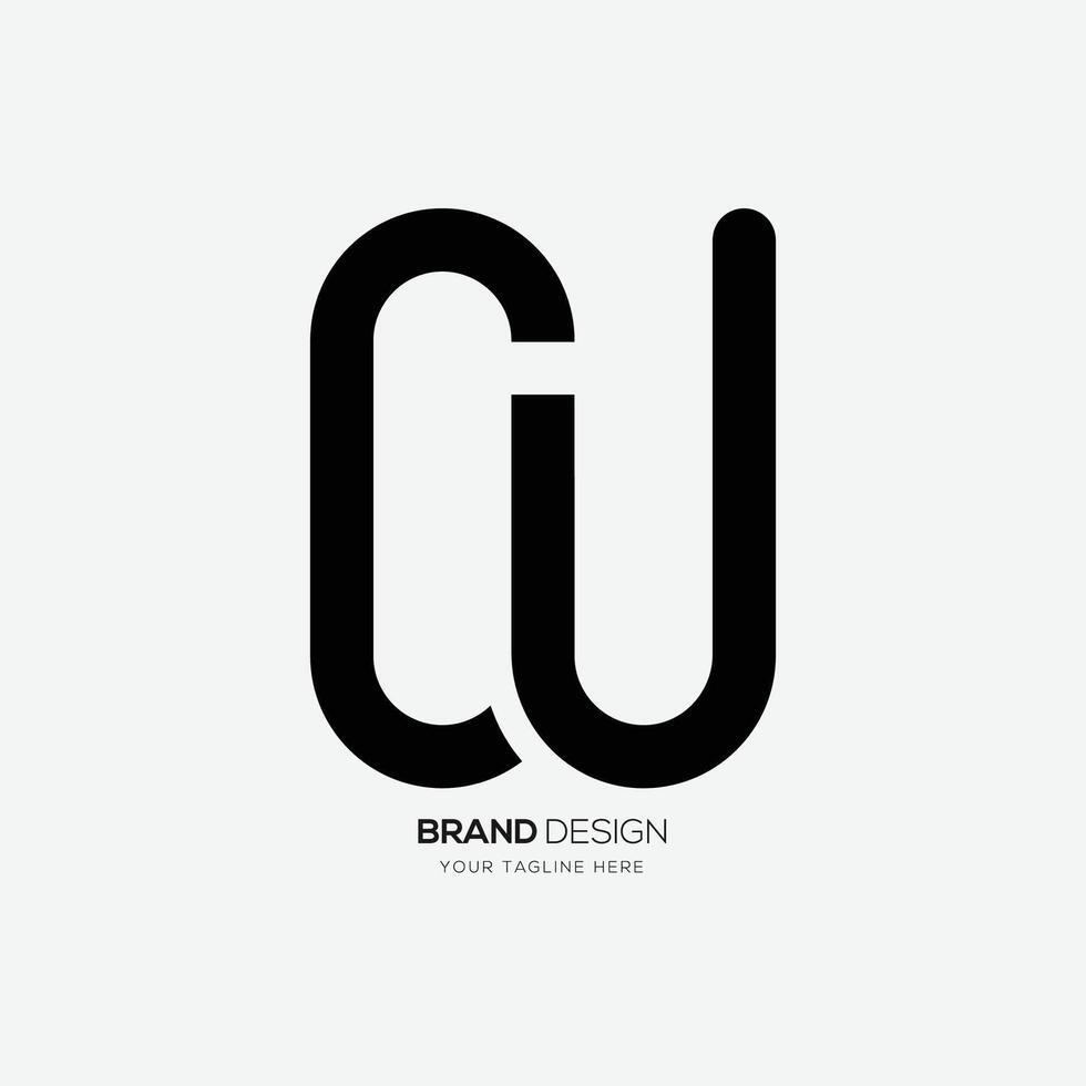 Letter Cu or Cw initial creative unique logo vector