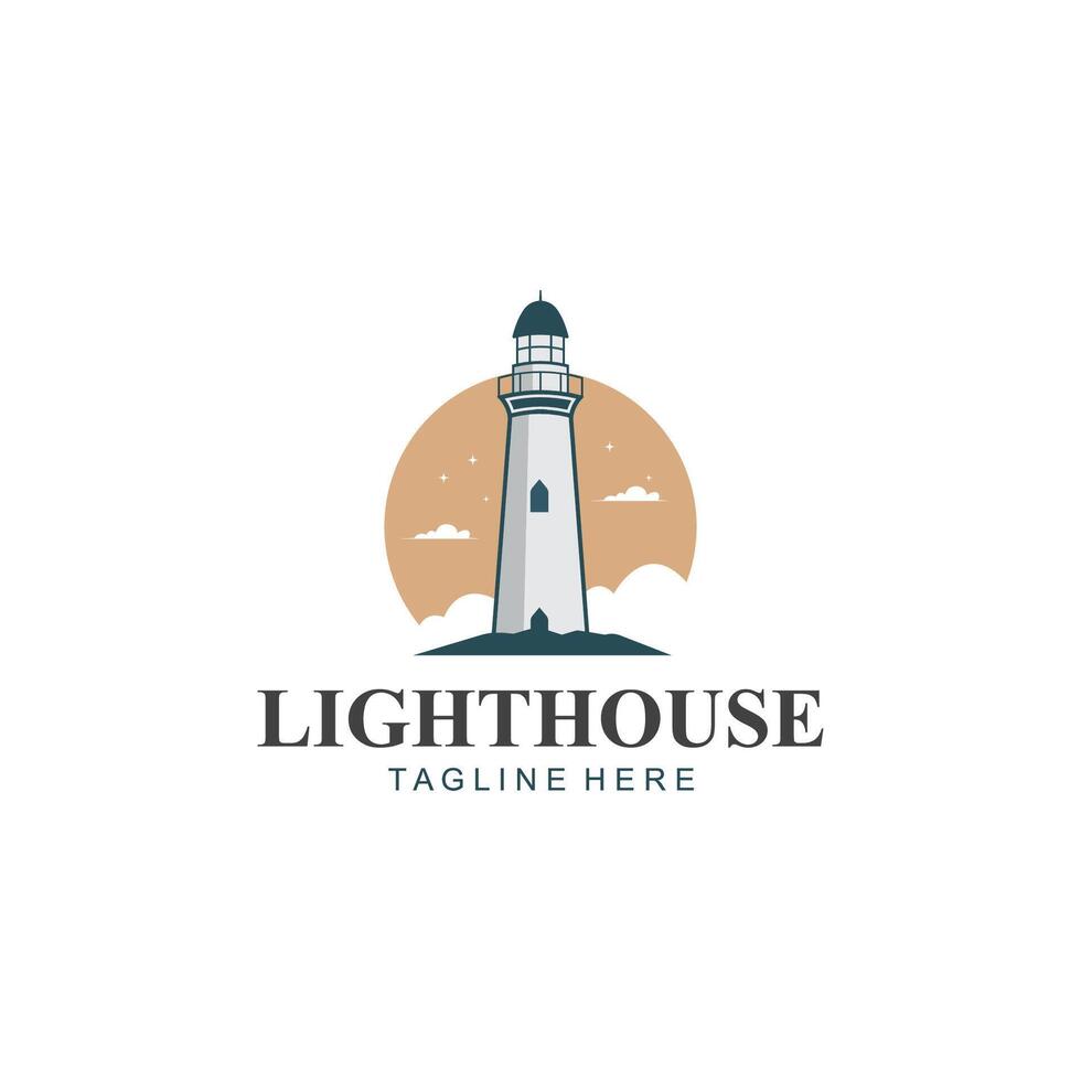 Lighthouse logo design illustration template vector