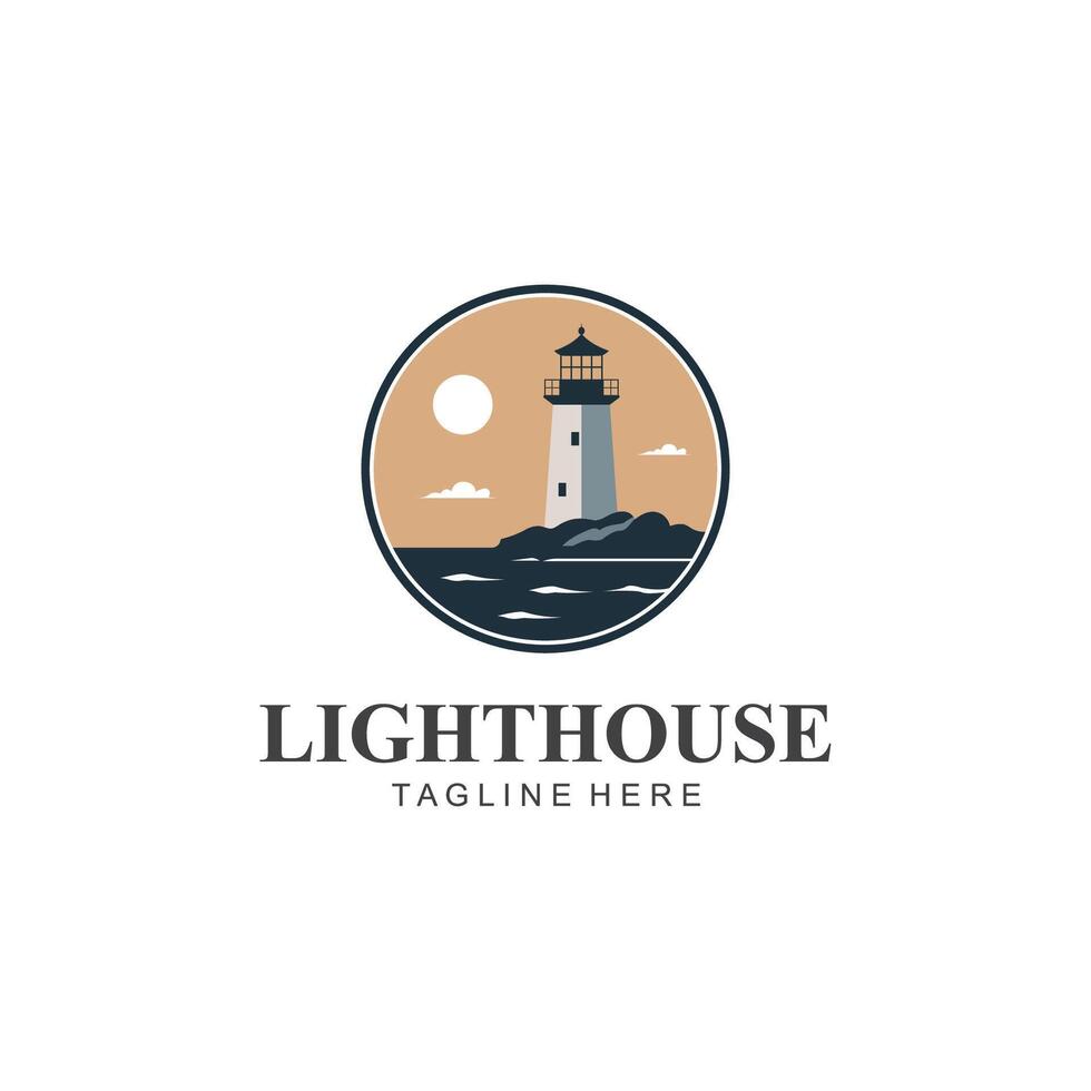 Lighthouse logo design illustration template vector