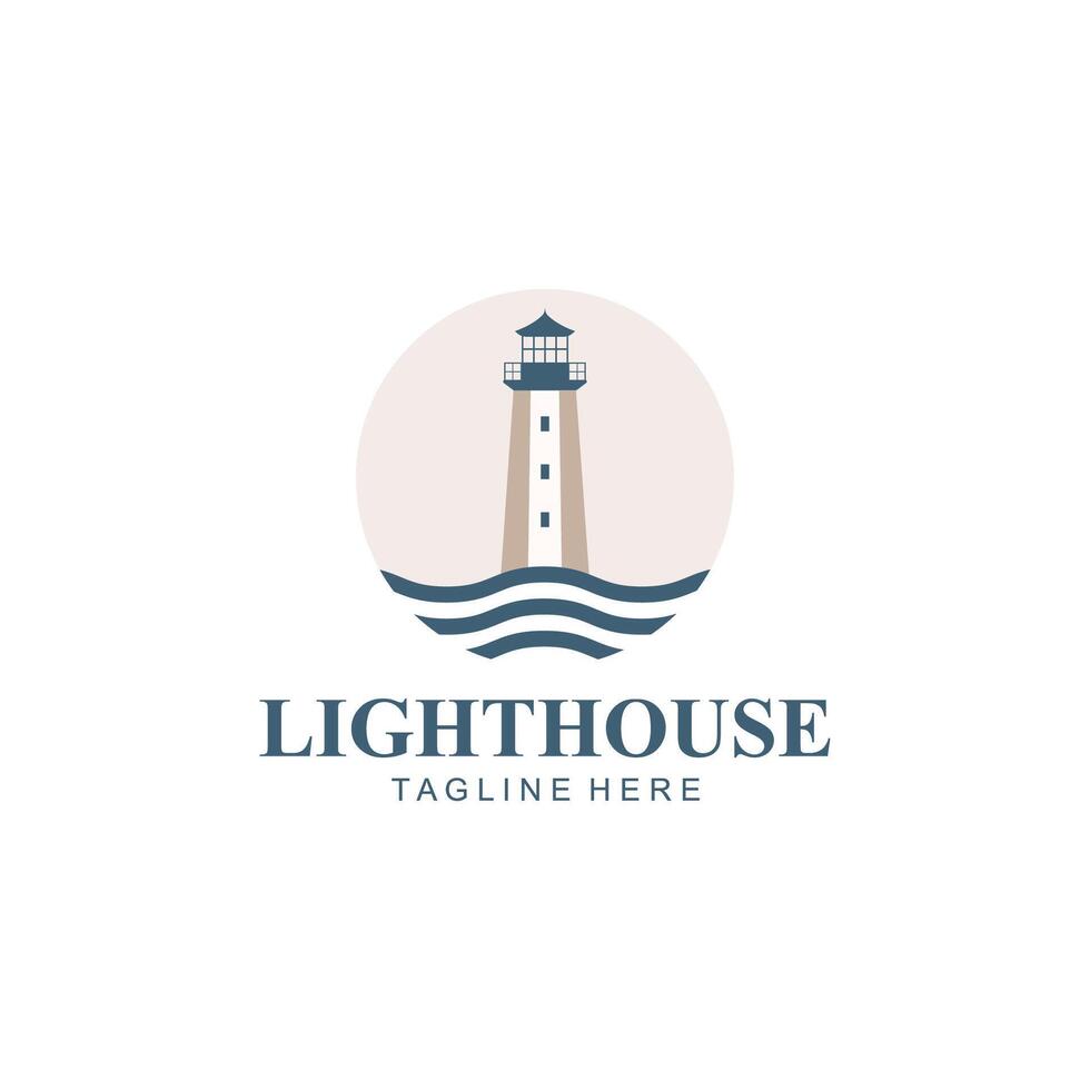 Lighthouse logo design illustration template vector