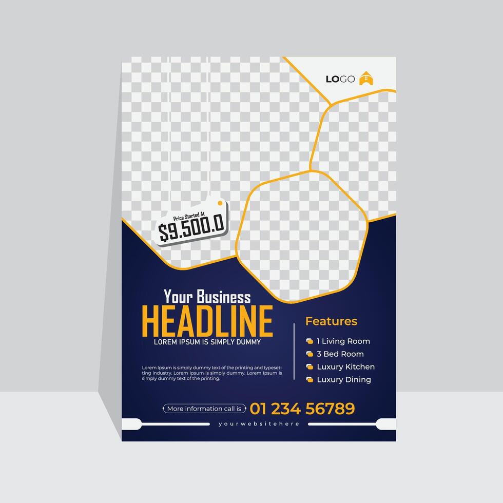 Creative and modern premium editable real estate flyer or poster design. Real estate poster cover magazine template. vector