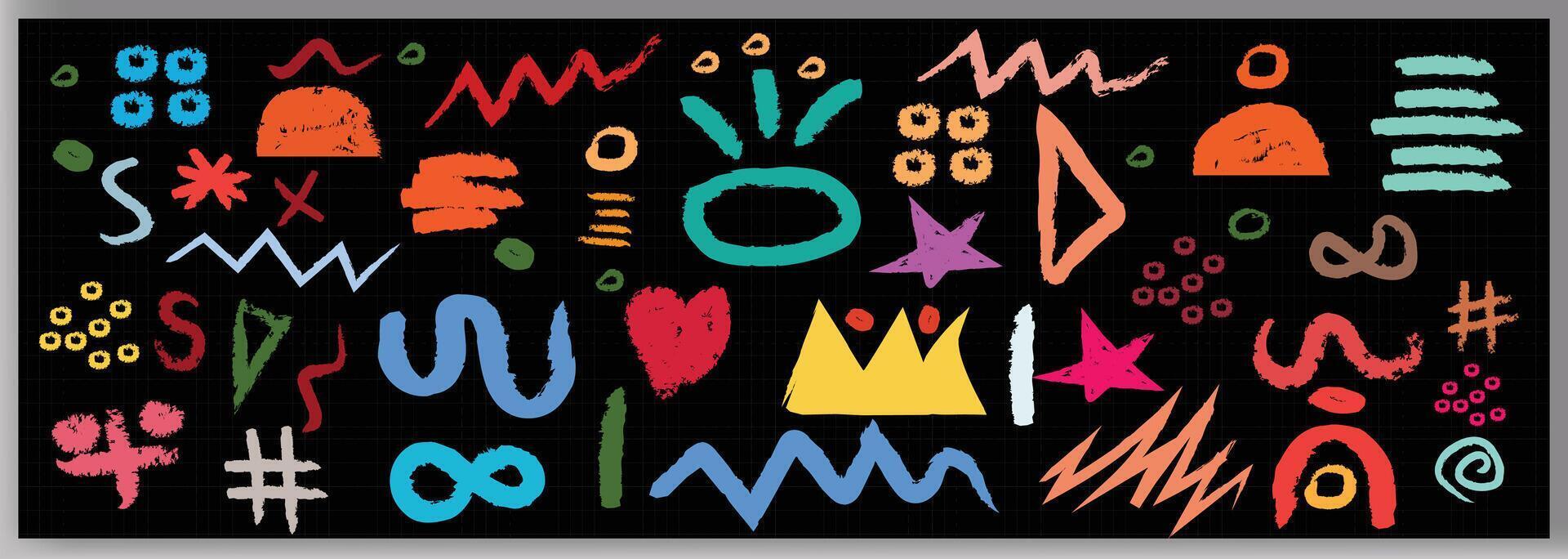 Abstract doodle brush shape geometric paint. Grunge graphic modern abstract collage element . vector