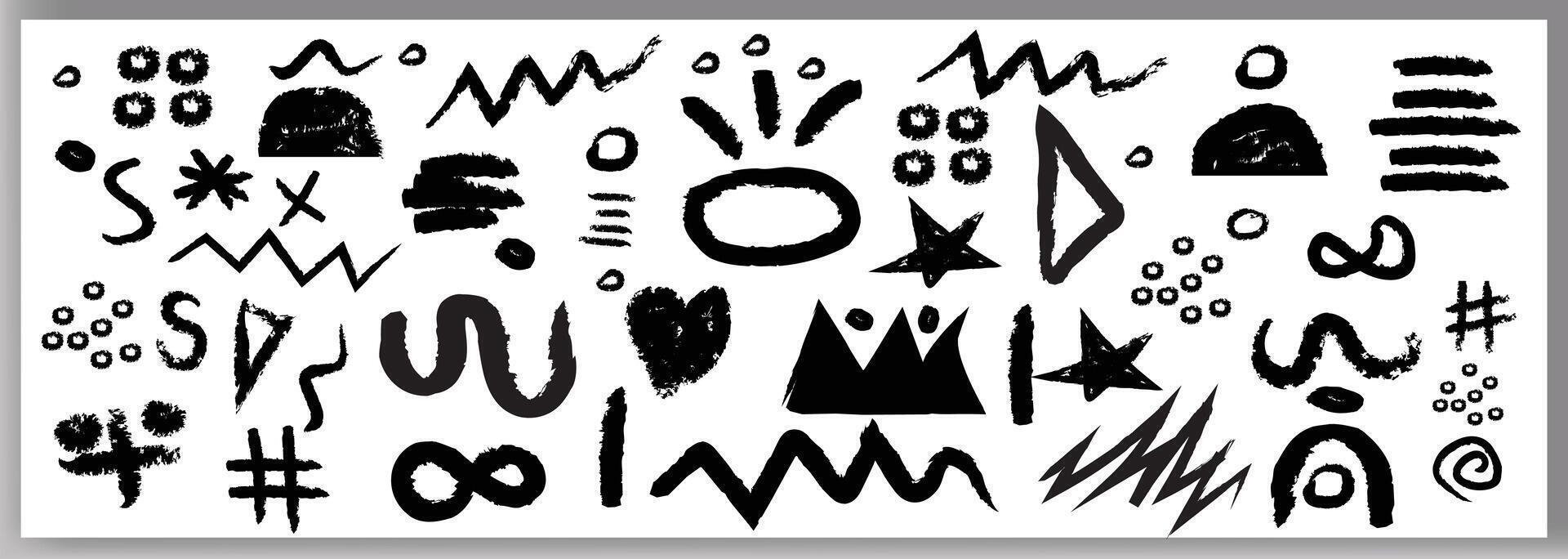 Abstract doodle brush shape geometric paint. Grunge graphic modern abstract collage element . vector
