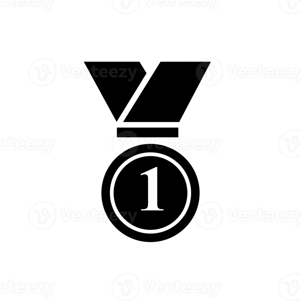Medal icon with one number linear style isolated. First position award emblem icon design for web site and mobile app png
