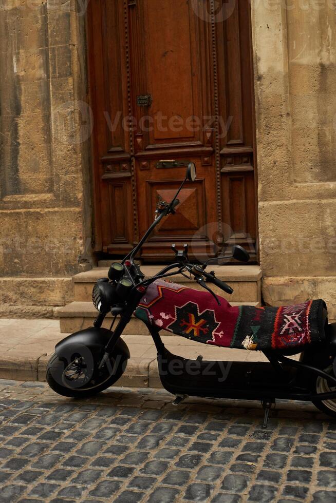 National carpets with Caucasian patterns are for sale in the old town photo