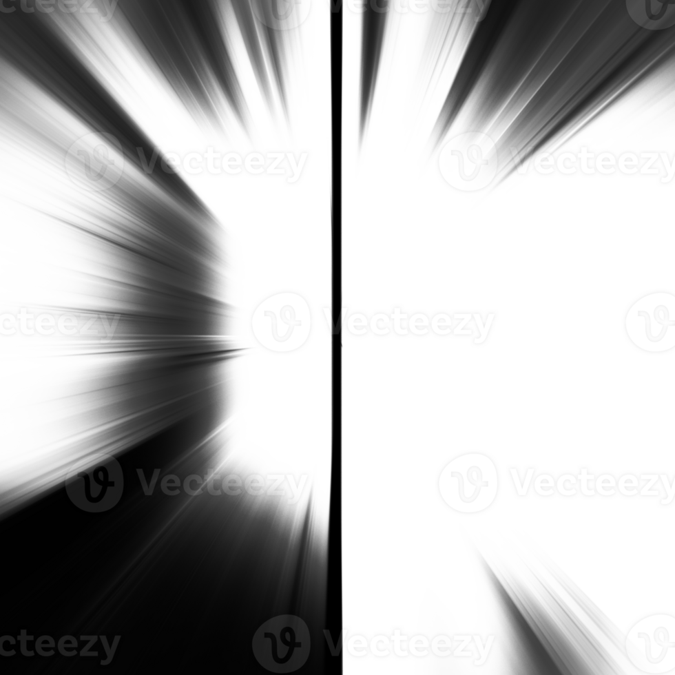 Black and white motion background overlay. Zoom effect. Sparkle backdrop and banner. Gradient textured wallpaper. Graphic illustration with transparent background. png