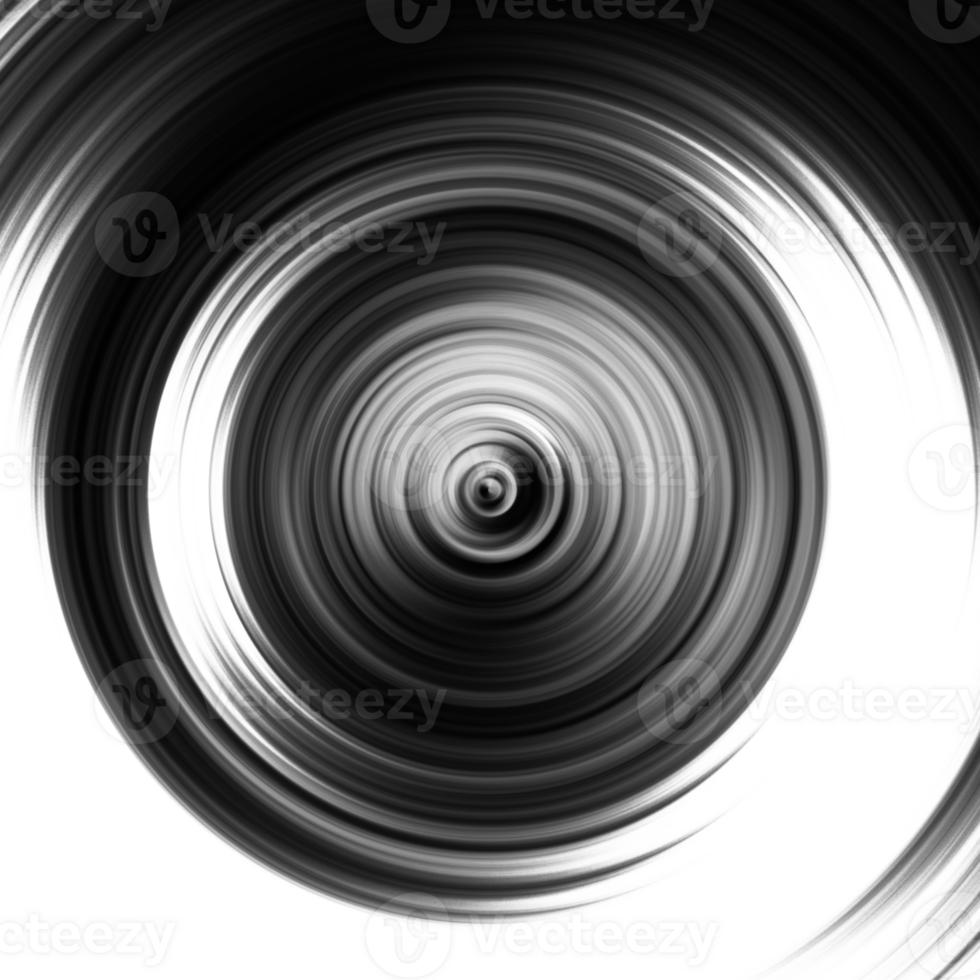 Black and white radial abstract background overlay. Circle effect. Graphic illustration with transparent background. png