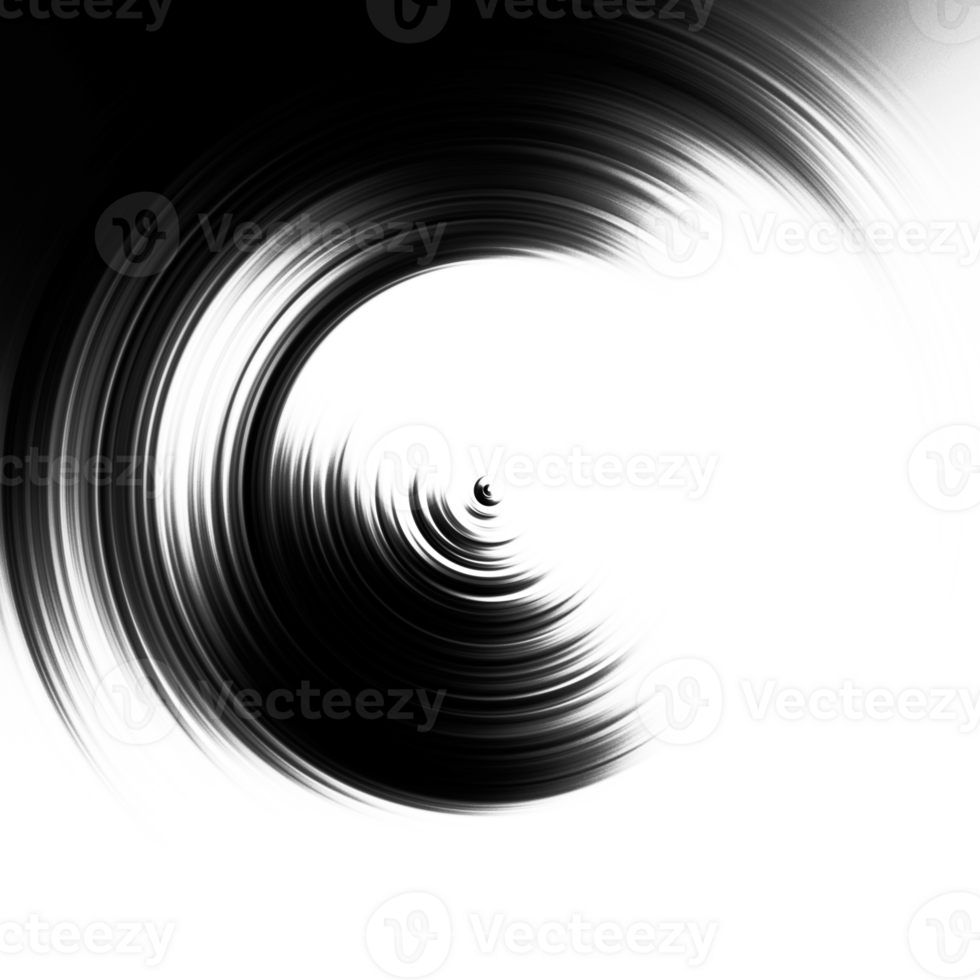Black and white radial abstract background overlay. Circle effect. Graphic illustration with transparent background. png