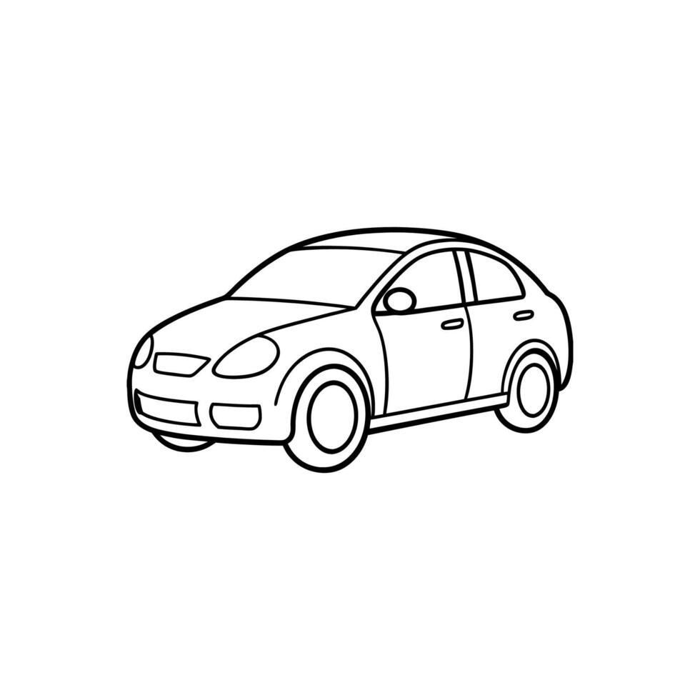 Car silhouettes outline illustration side and front view vector
