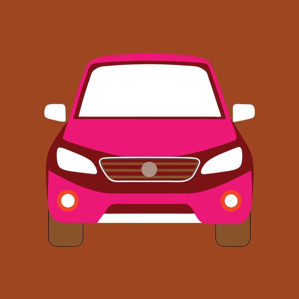 Minimalist front view of car transportation illustration icon vector