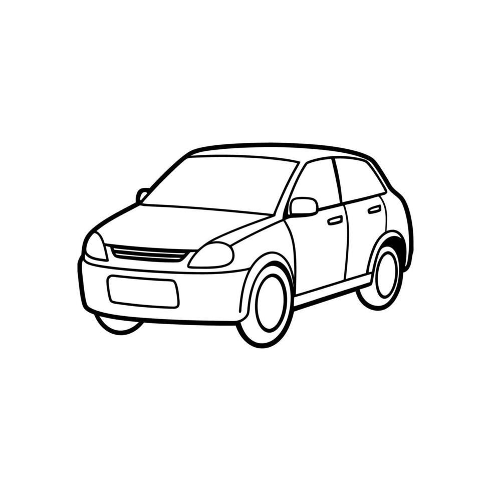 Car silhouettes outline illustration side and front view vector