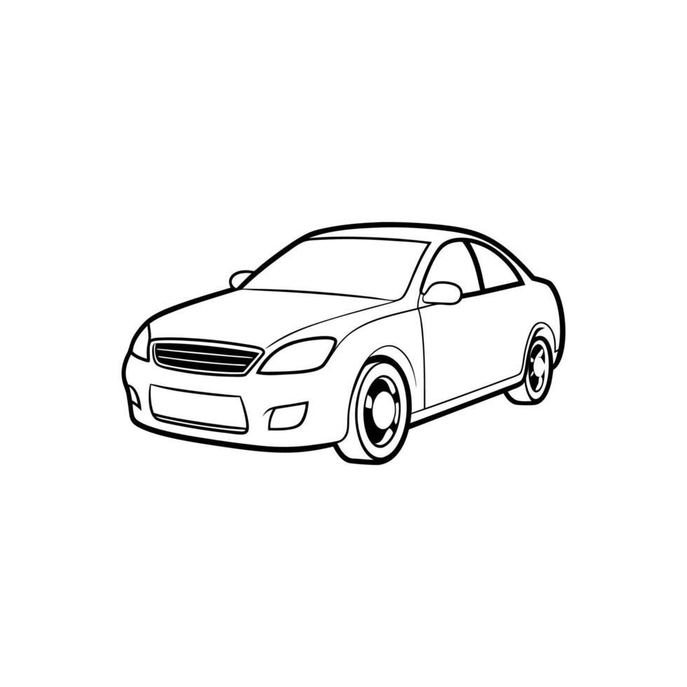 Car silhouettes outline illustration side and front view vector