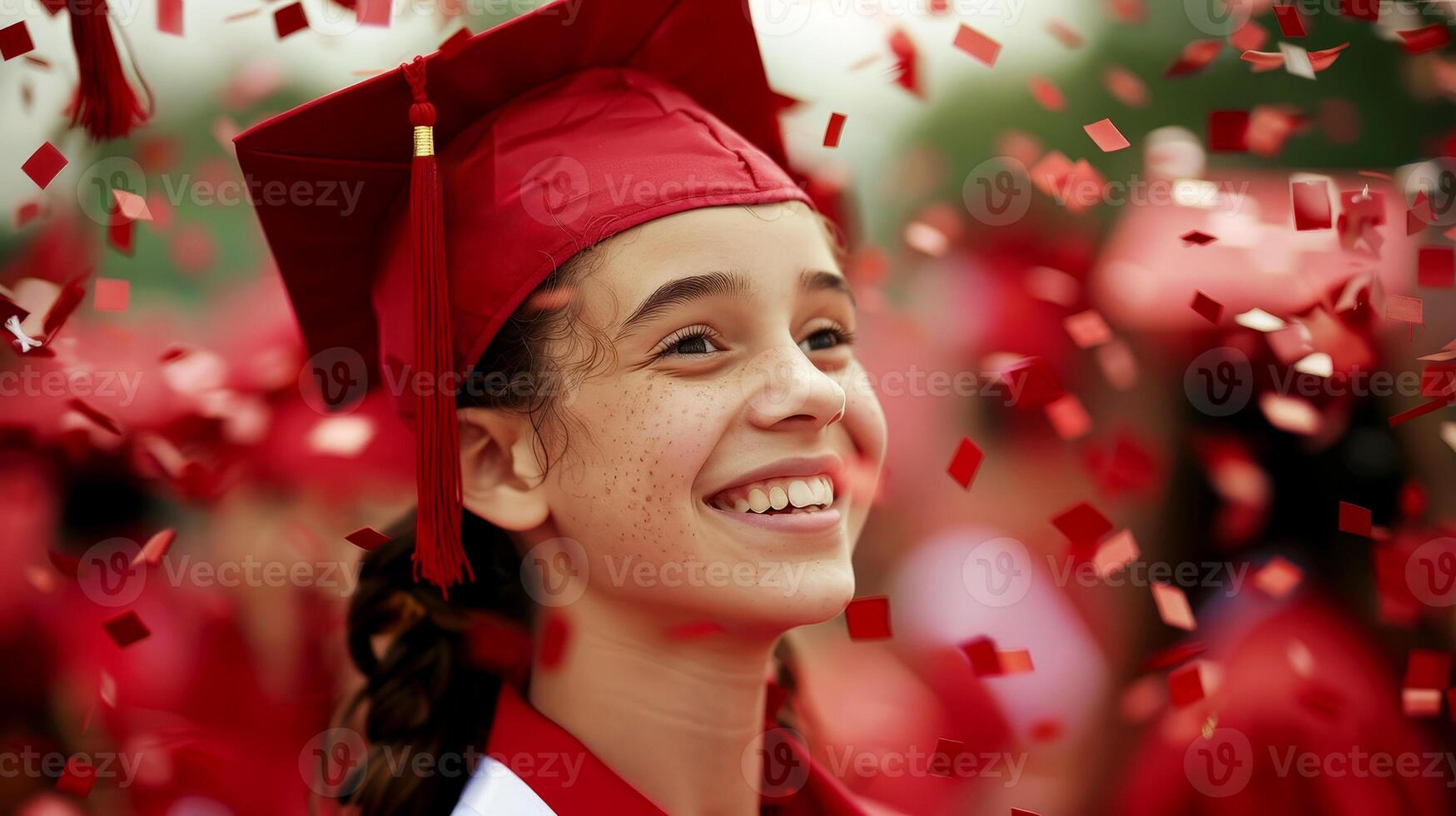 students graduating university college school at their graduation ceremony. Queue of graduates. photo
