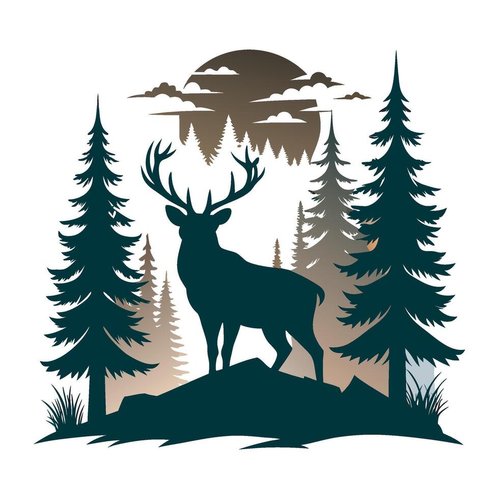 Deer and Forest vector