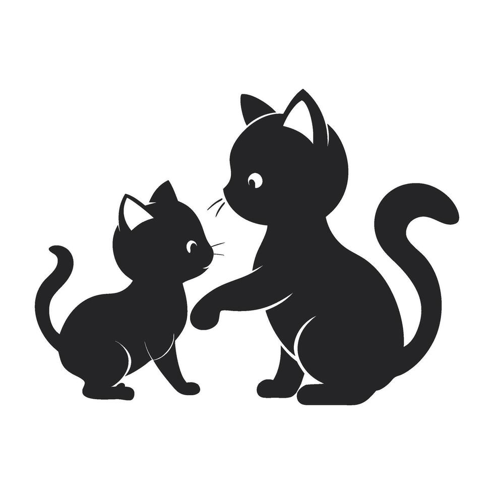 Cat and Kitten Silhouette vector