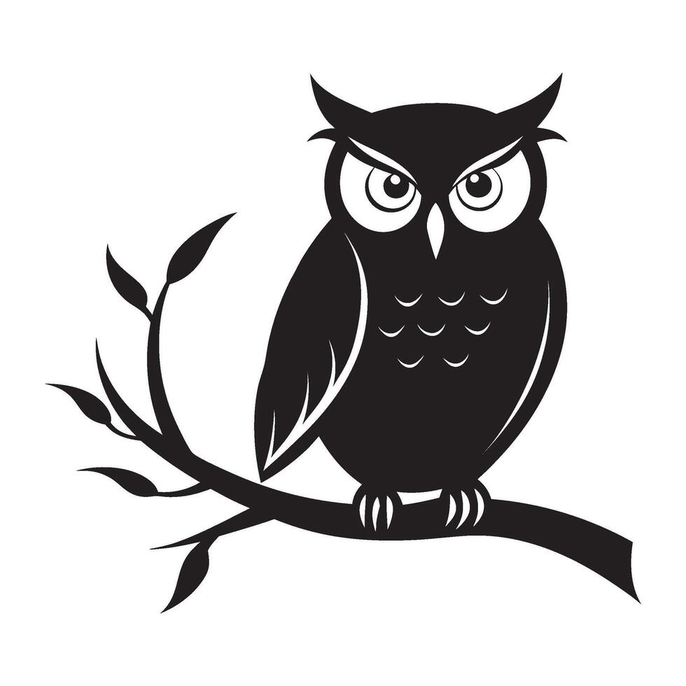 Owl on Branch Print vector