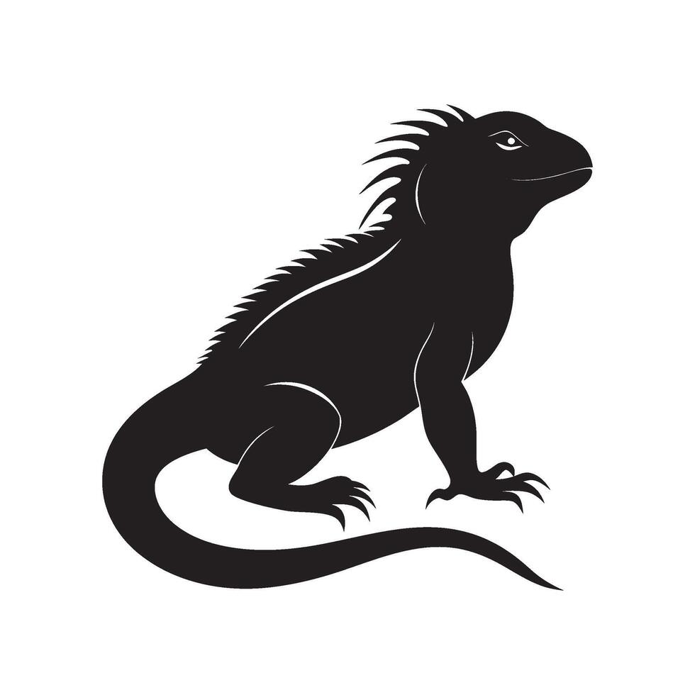 Print Black Iguana Silhouette vector