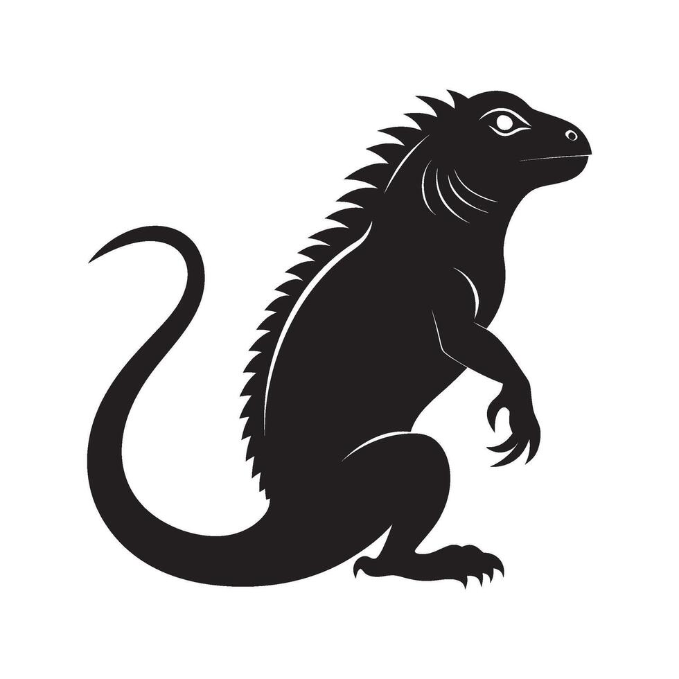 Print Iguana Black vector