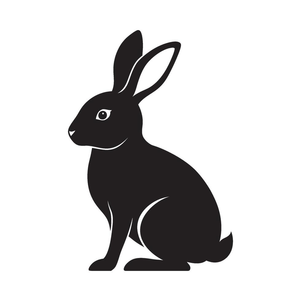 Black Rabbit Silhouette Print vector