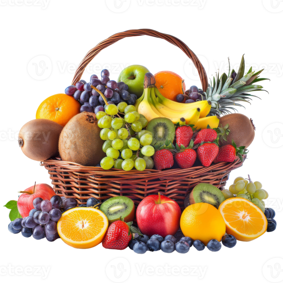 Fruit Basket, fruit realistic Illustration. Realistic Transparent file. Mockup template for artwork graphic design png