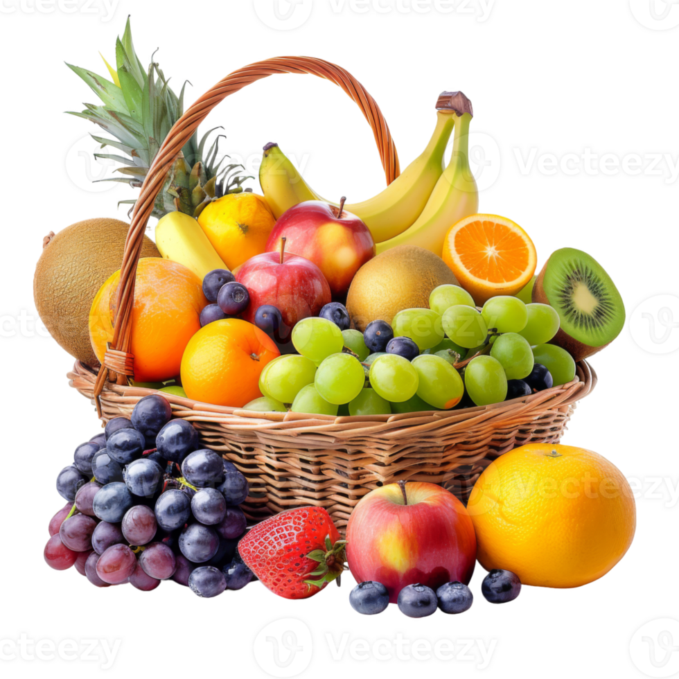 Fruit Basket, fruit realistic Illustration. Realistic Transparent file. Mockup template for artwork graphic design png