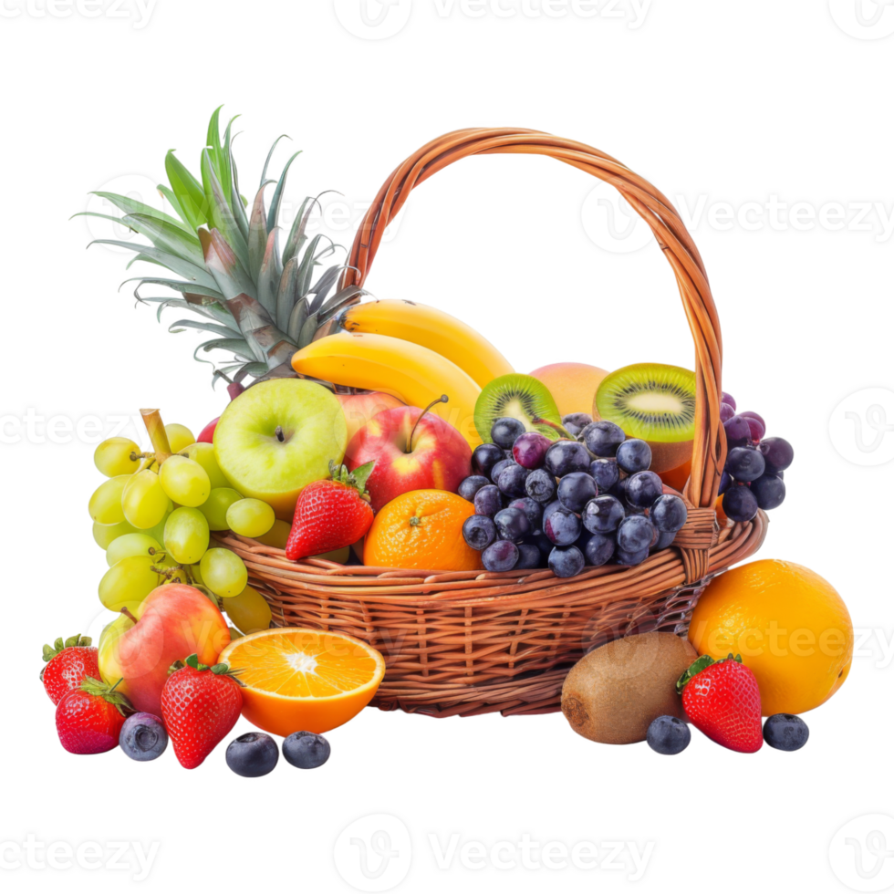 Fruit Basket, fruit realistic Illustration. Realistic Transparent file. Mockup template for artwork graphic design png