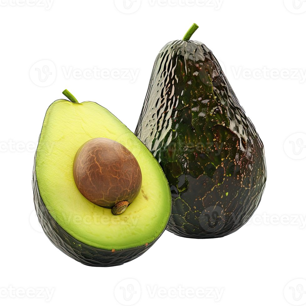 Halved avocado with a whole one beside it png
