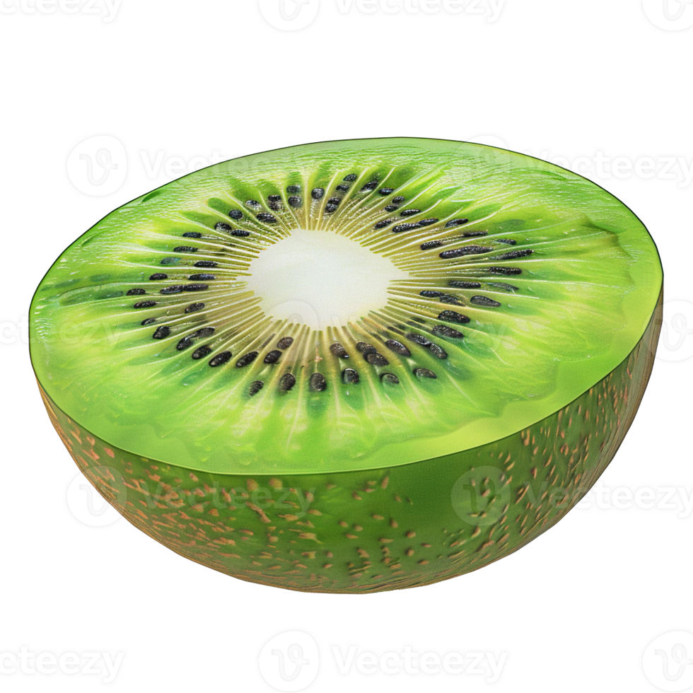 Cross section of a delicious and nutritious green kiwi fruit png
