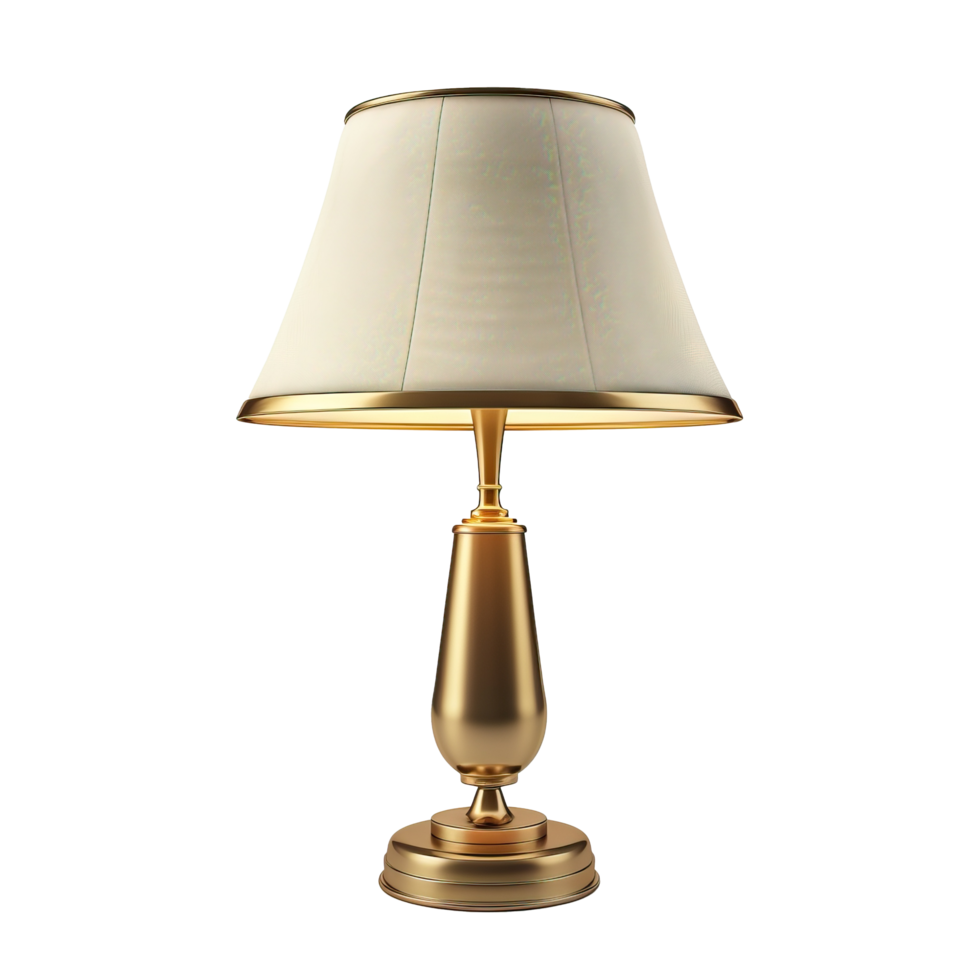 Elegant gold table lamp with a cream fabric shade png