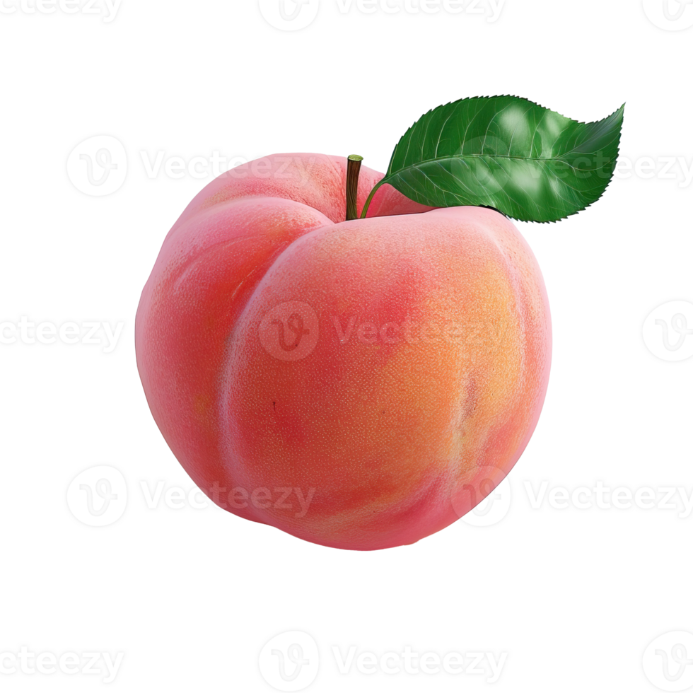 Scrumptious peach in full bloom with a luscious green leaf png
