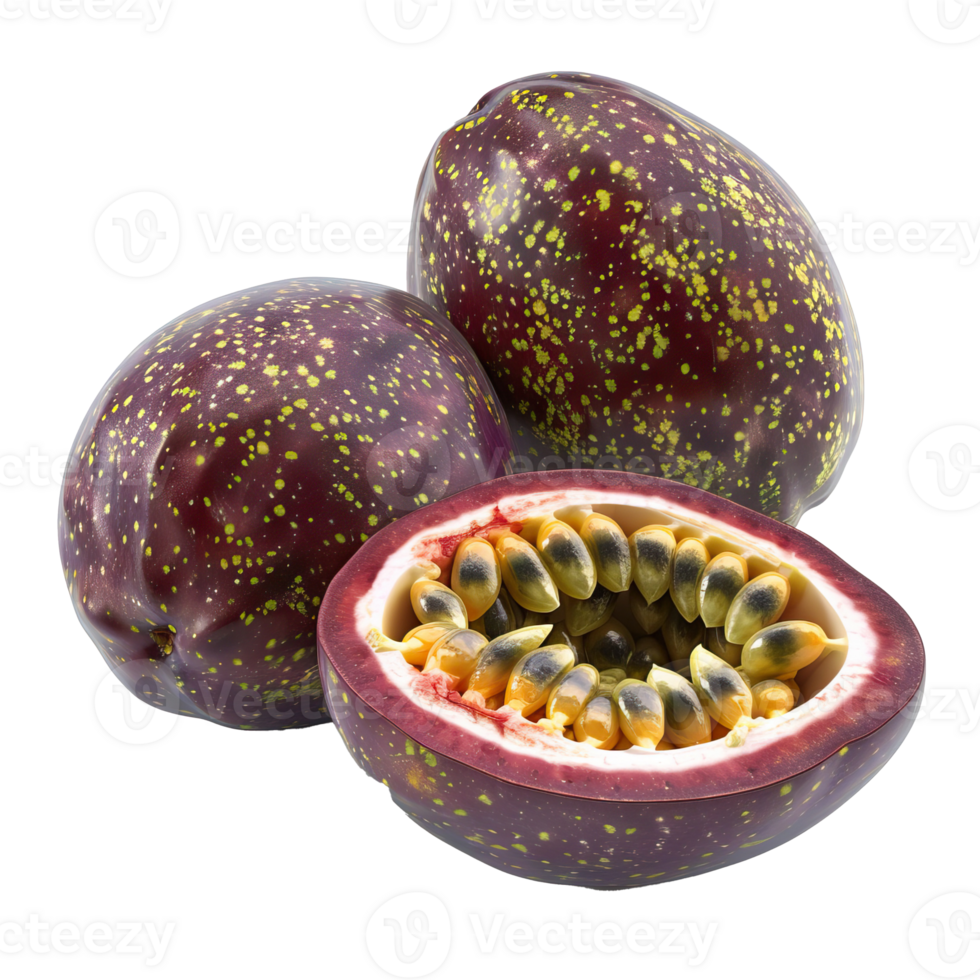 Cross section of passion fruit with juicy pulp and seeds 48058117 PNG