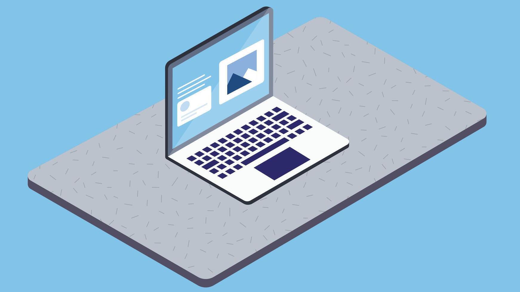 Laptop screen personal computer flat design illustration vector