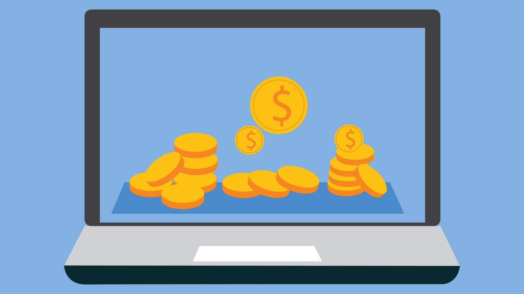 Laptop screen personal computer flat design illustration vector