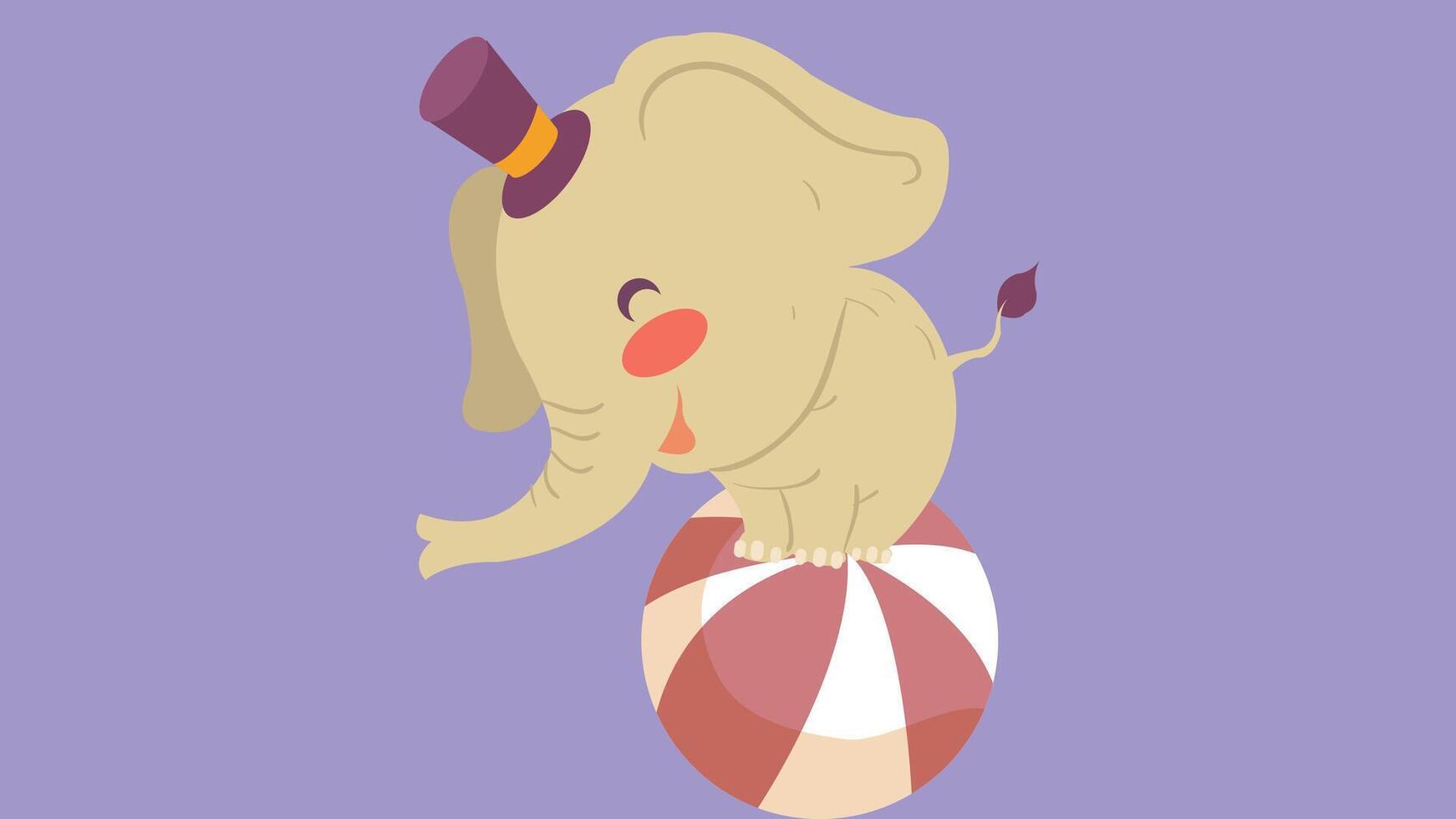 Elephant animal on a ball in a circus vector