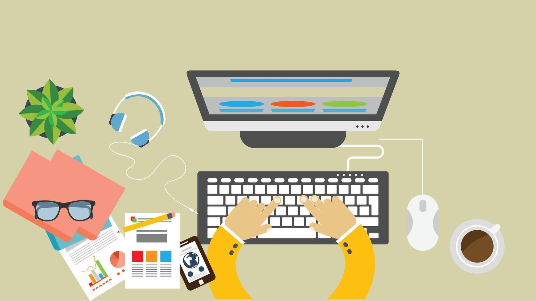 Laptop screen personal computer flat design illustration vector