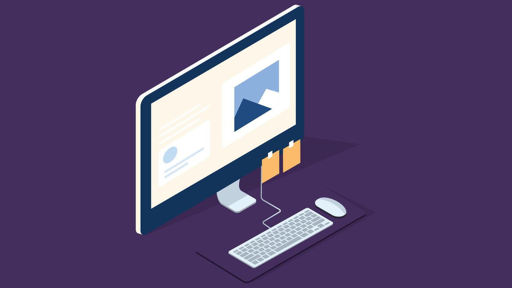 Laptop screen personal computer flat design illustration vector