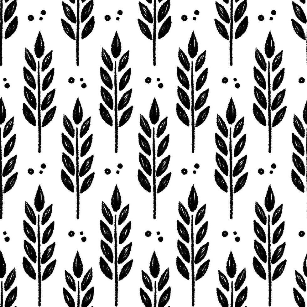 Wheat brush texture seamless pattern background. Hand drawn crayon brush abstract floral wheat seamless pattern. Floral abstract grunge hand drawn print background. vector