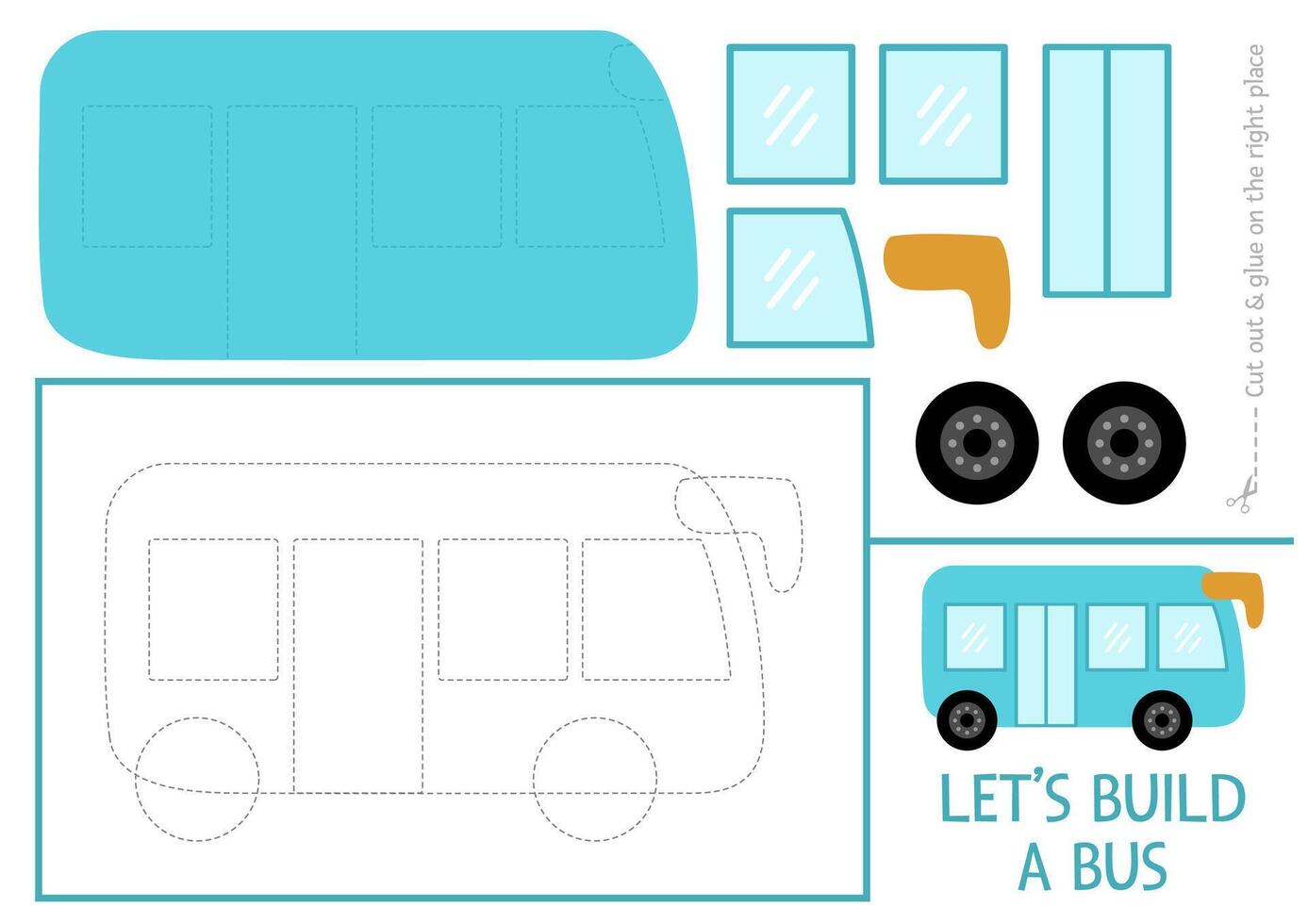 Lets build a bus cut and glue activity. Transportation educational 