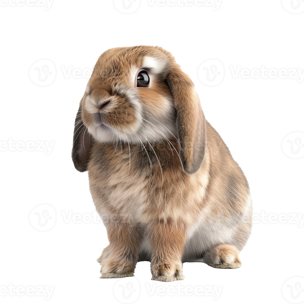 Adorable Lop Eared Rabbit Sits Alert With Big Eyes png