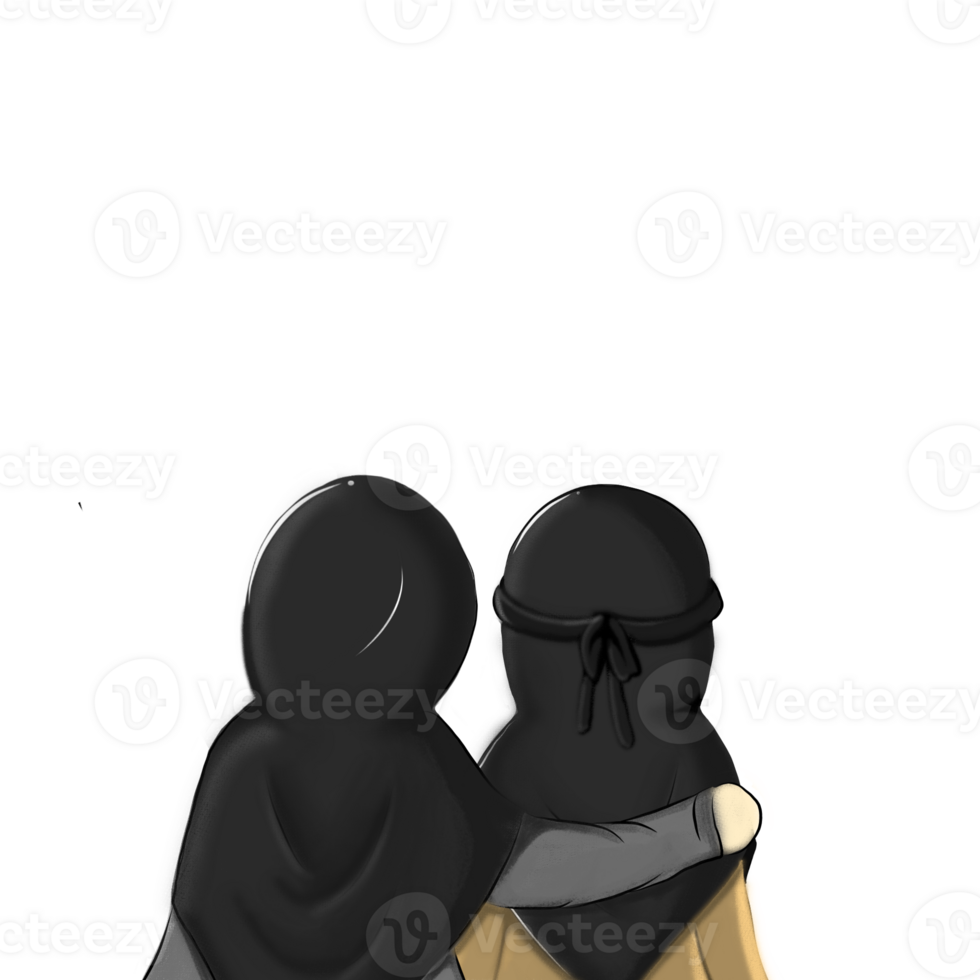 Two happy cute little girls best friend hugging each others png