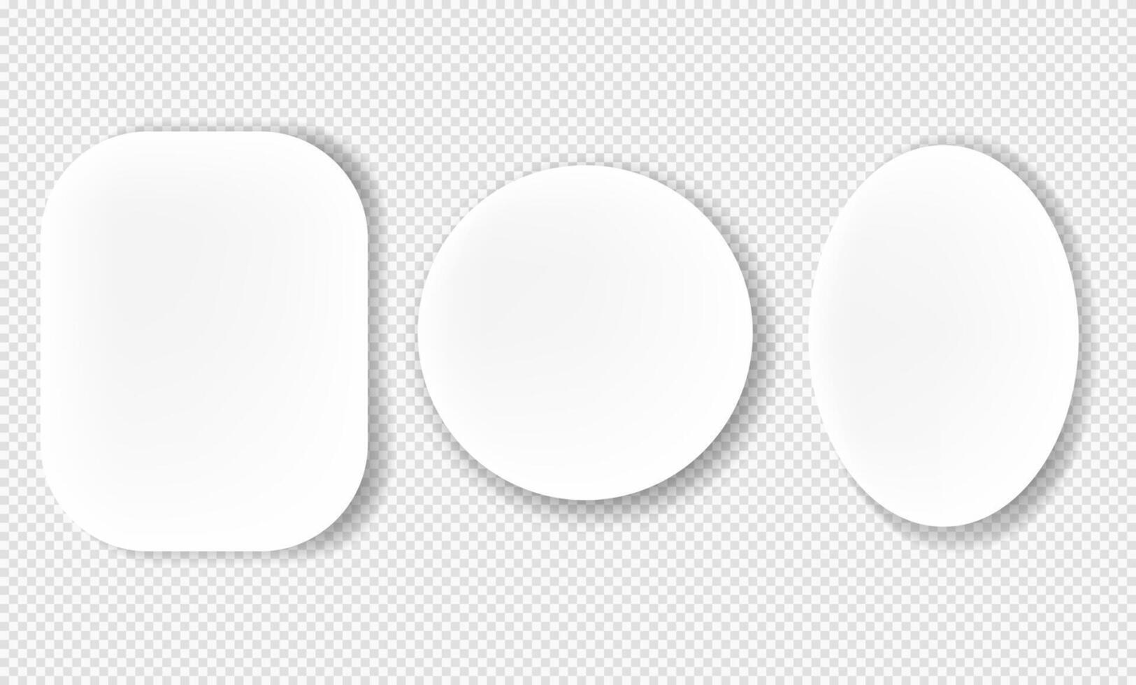 Realistic round sheets with shadows. Round frames. Design template or mockup. vector