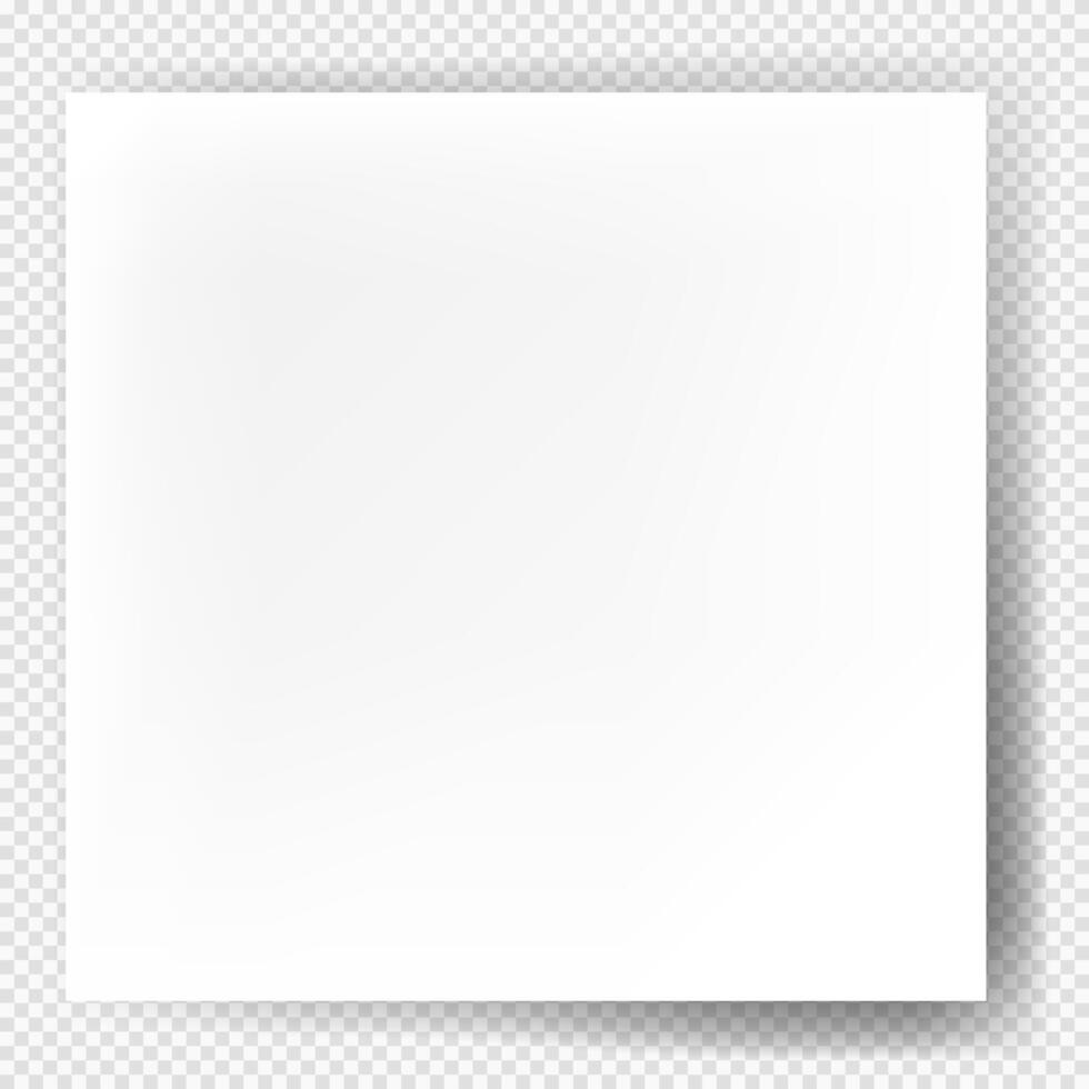 Realistic square paper sheet with shadows. Design template or mockup. Notebook or book page. vector
