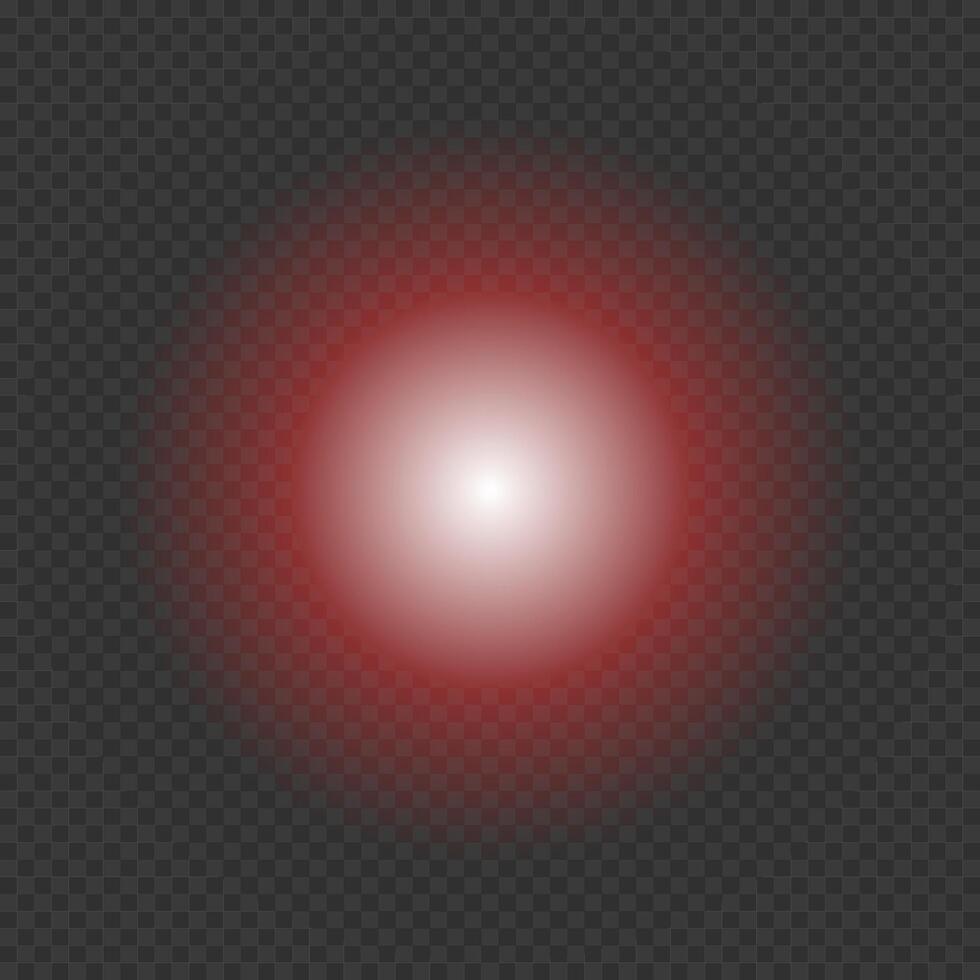 Red flash. Round lighting effect. Glitter shining star, glowing spark. Light beam. Lens flares. vector