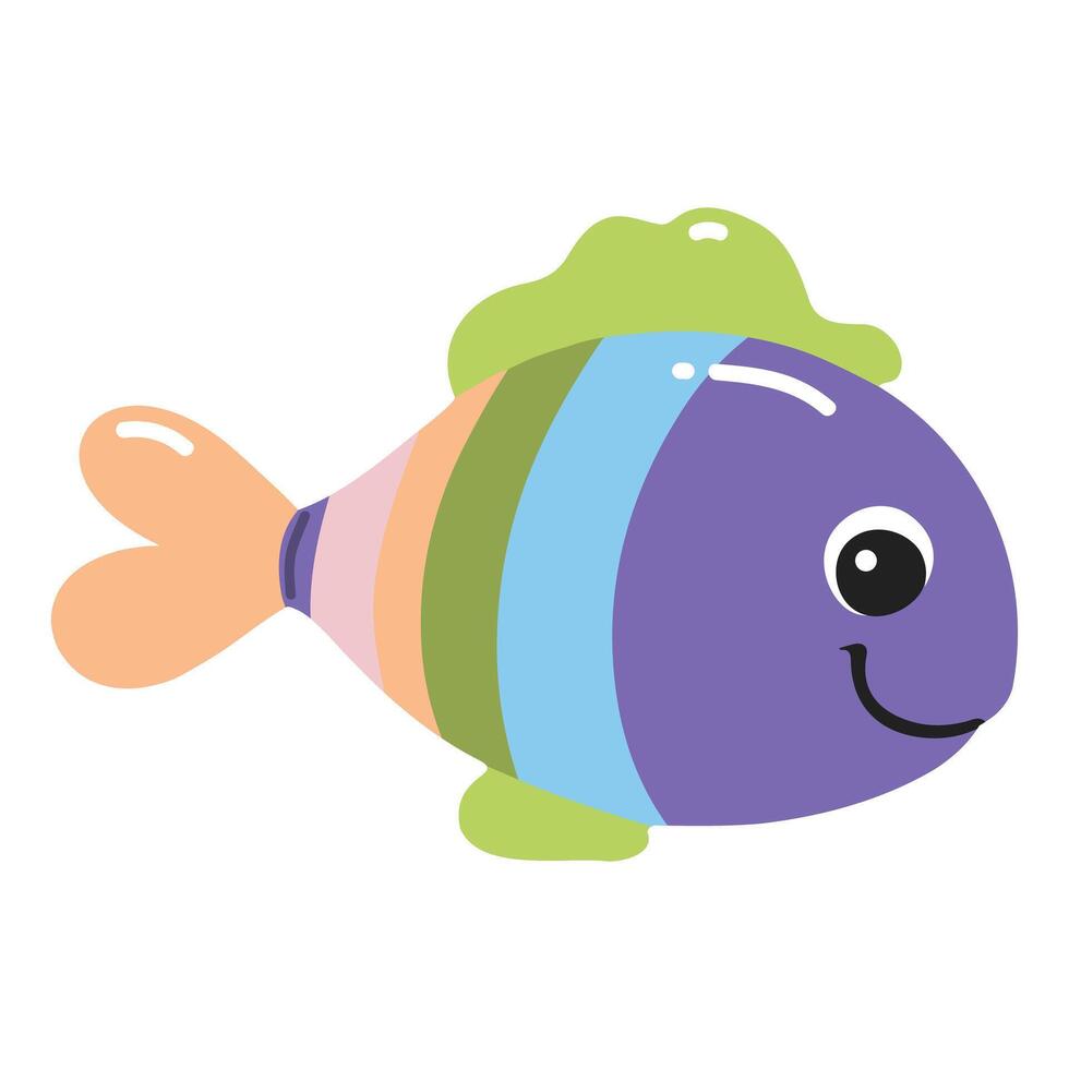 Cute fish. Flat cartoon underwater character. Marine animals. Inhabitant of the sea vector