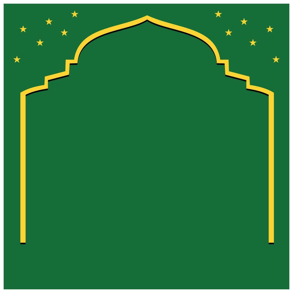 Border frame line art deco label simple line art signboard. Ramadan Kareem greeting card template with mosque. Islamic background design element for many purposes vector