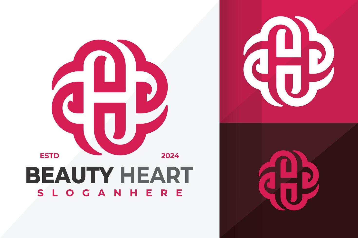 Letter H Beauty Heart Logo design symbol icon illustration vector