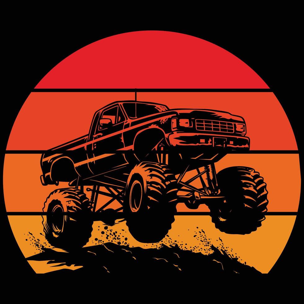 Vintage tractor silhouette retro monochrome sunset designs vector